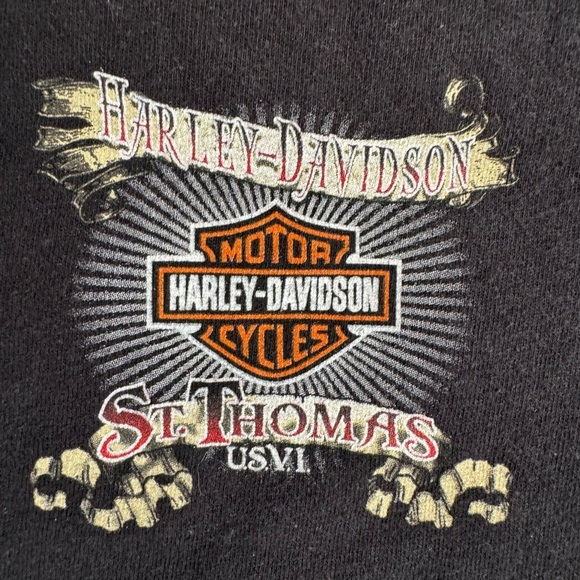 Harley-Davidson Black Short Sleeve Tee from St.Thomas USVI with Tropical Design - Picture 3 of 6